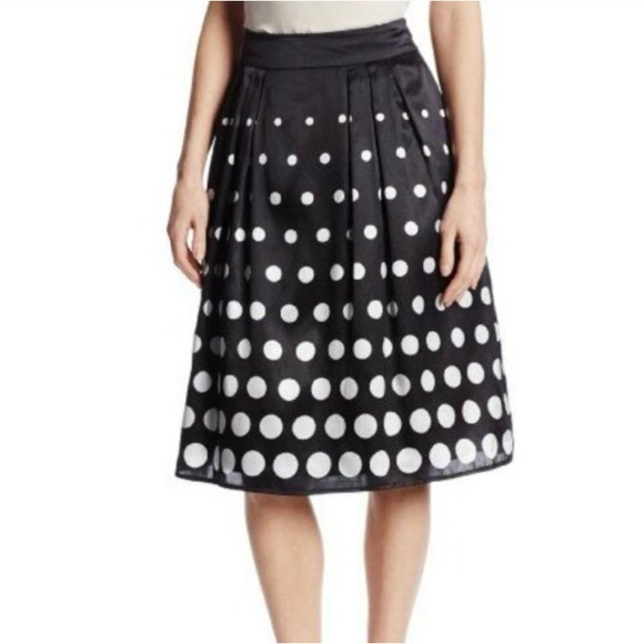 PENDLETON
 black and white polka dot silk blend flair skirt size 16 petite lined - Picture 1 of 14